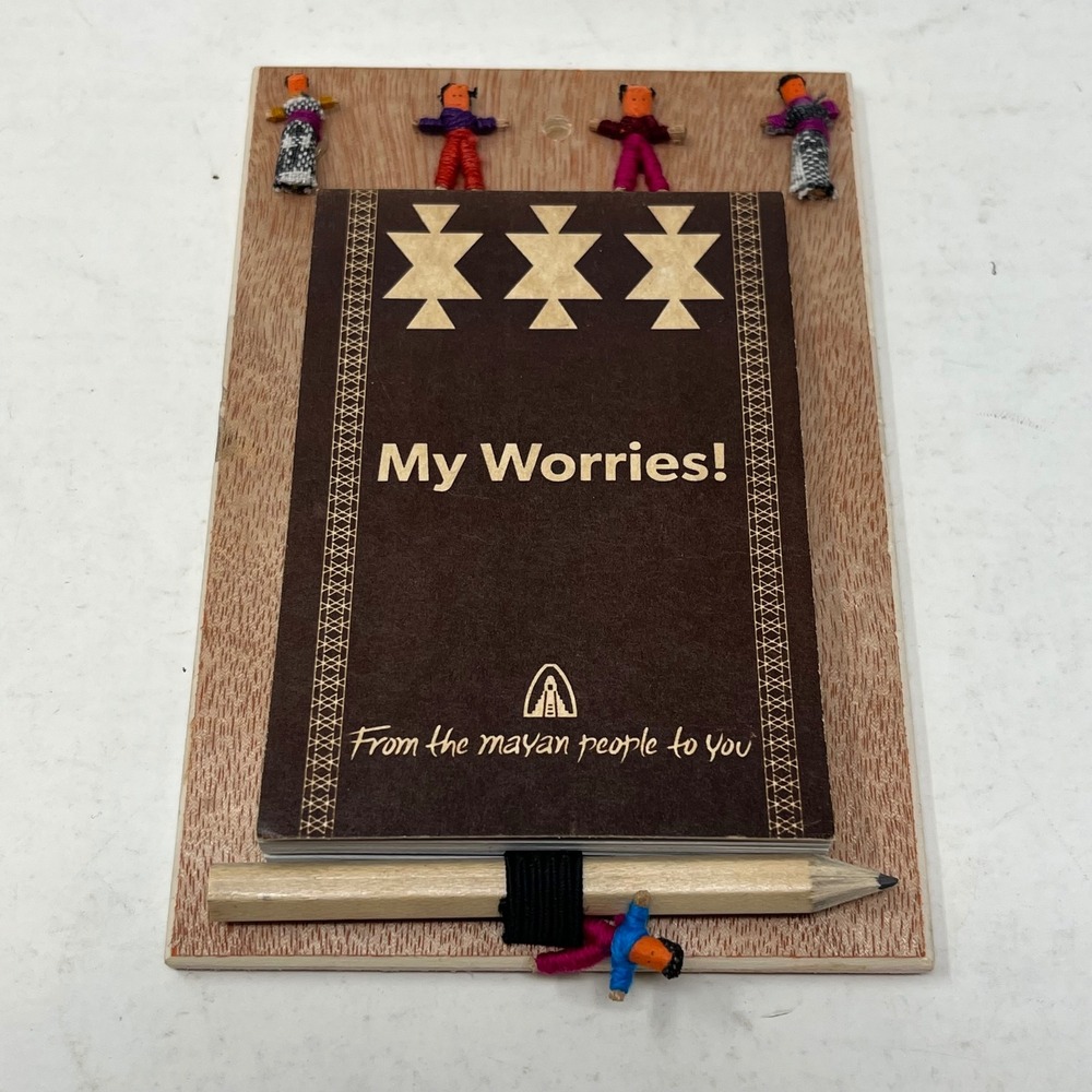 Guatemalan Worry People My Worries Journal Notepad with Pencil Mayan Folk Art